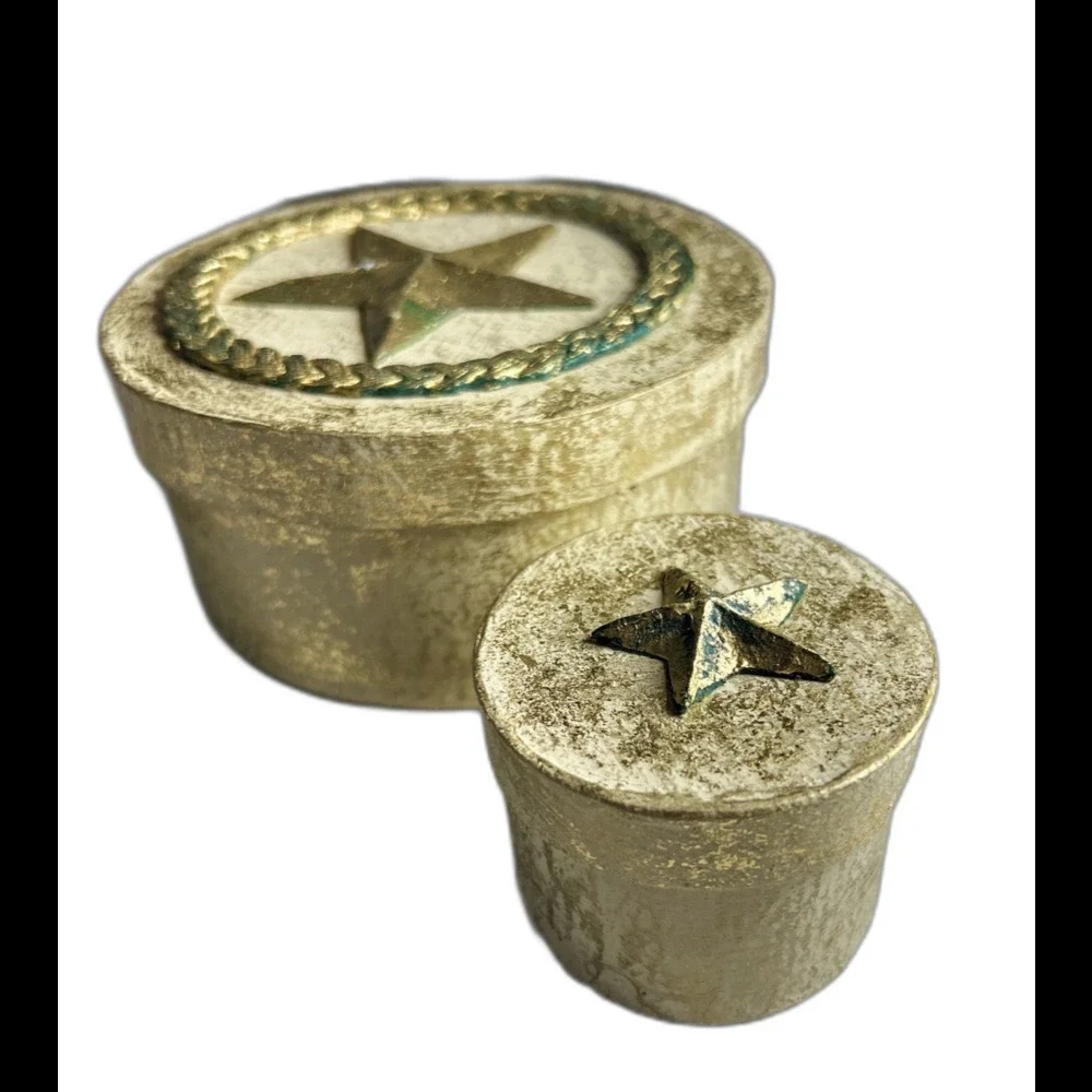 Vintage 80's Storage Boxes 2 Piece Round Coastal Grandmother Home Decor